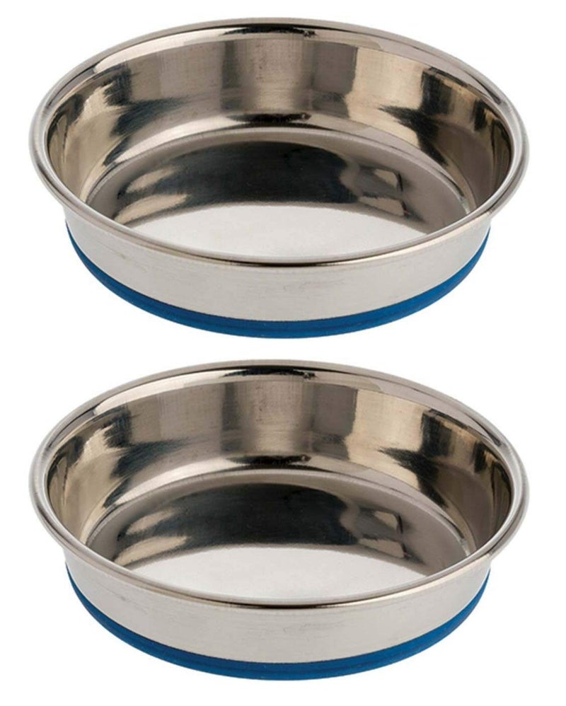 DuraPet 2 Pack of Cat Dishes, 0.75 Cup Dry Food Capacity each, Premium Rubber-Bonded Stainless Steel - Image 1